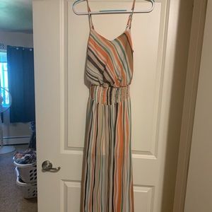 Multicolored spaghetti strap maxi dress